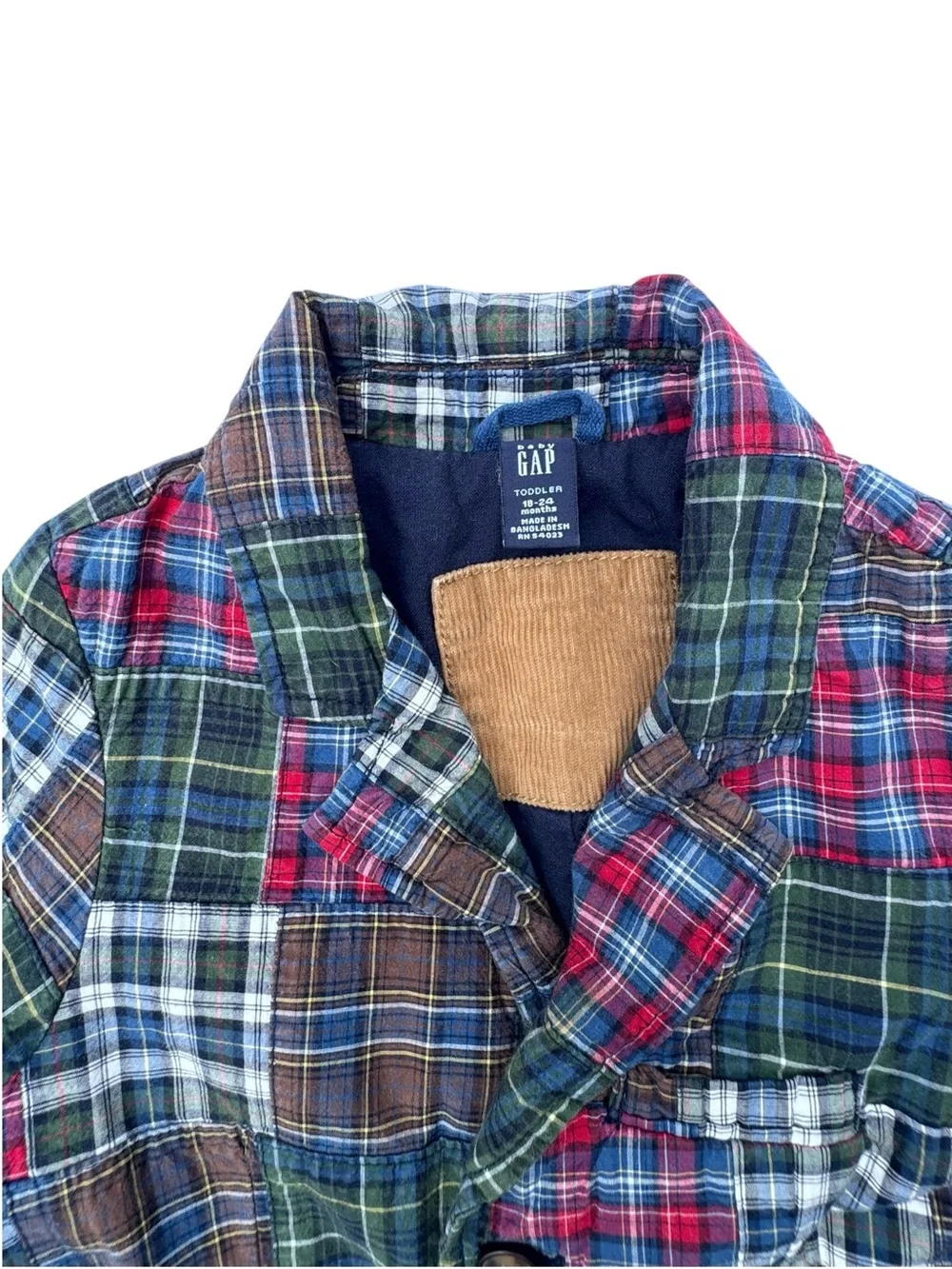 GAP Kids Plaid Patchwork Blazer - with corduroy detailing